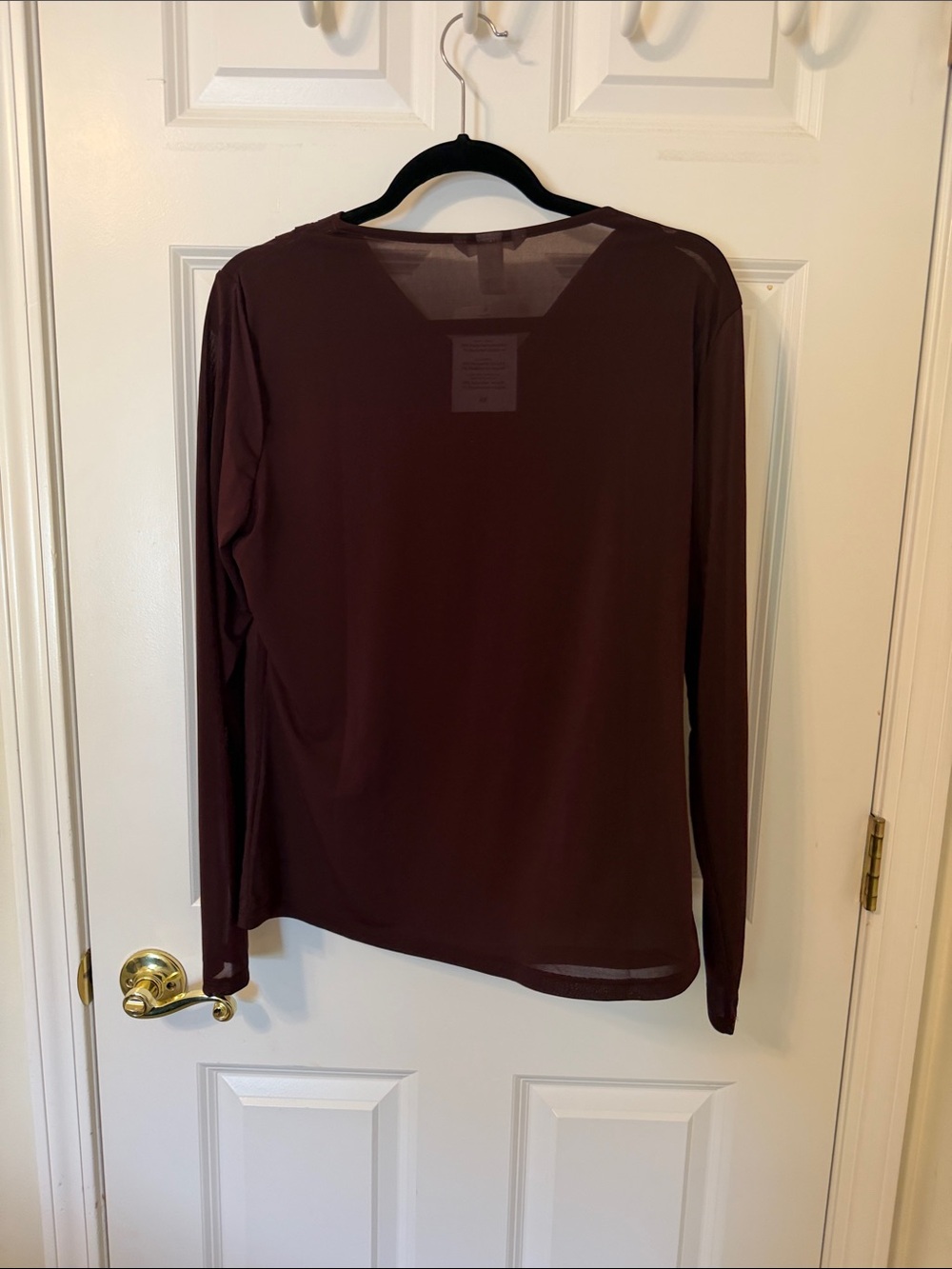H&M Draped Cowl-Neck Long Sleeve Top in Burgundy XL NWT - Picture 5 of 5